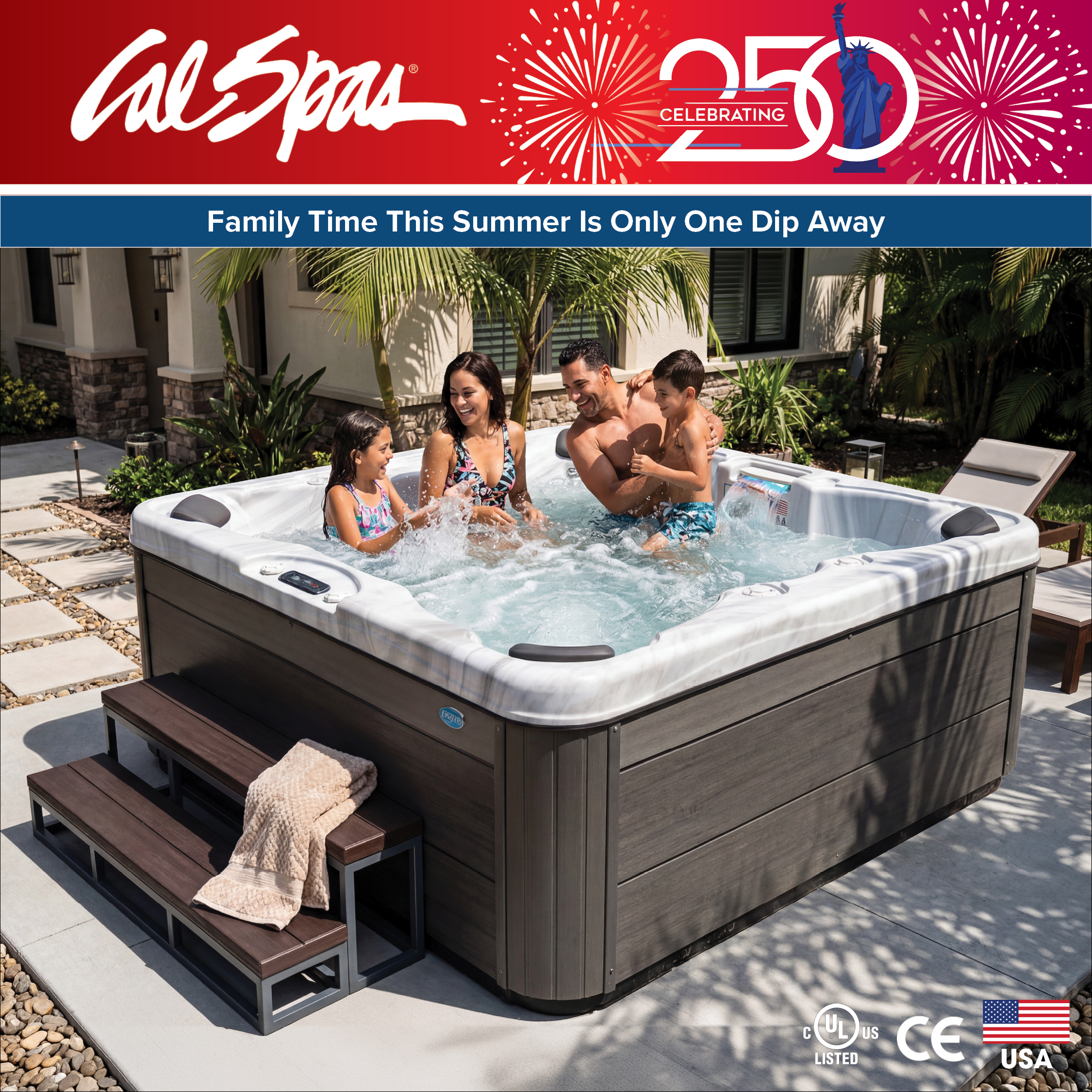 Calspas hot tub being used in a family setting - Kelowna
